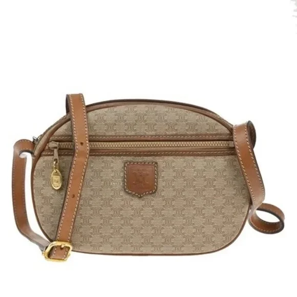 CELINE Logo Macadam Pattern Shoulder Bag PVC Leather Brown GHW Italy 62KB844 - Picture 2 of 14